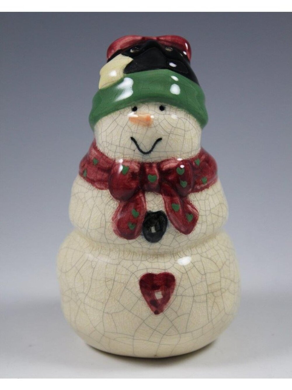 VIGOR Crackle Glaze Rustic Snowman Pepper Shaker Christmas Holiday 4.25"